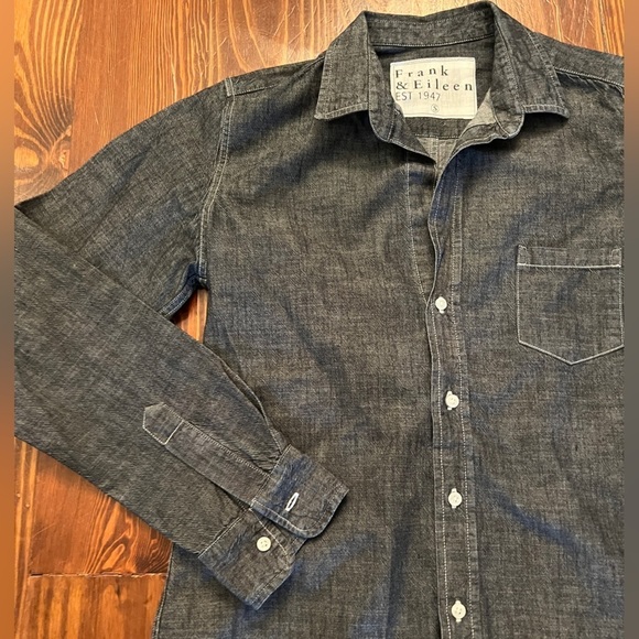 FRANK & EILEEN Barry Woven Button Up Long Sleeve Denim Top Raw Rinse Denim - Picture 7 of 12
